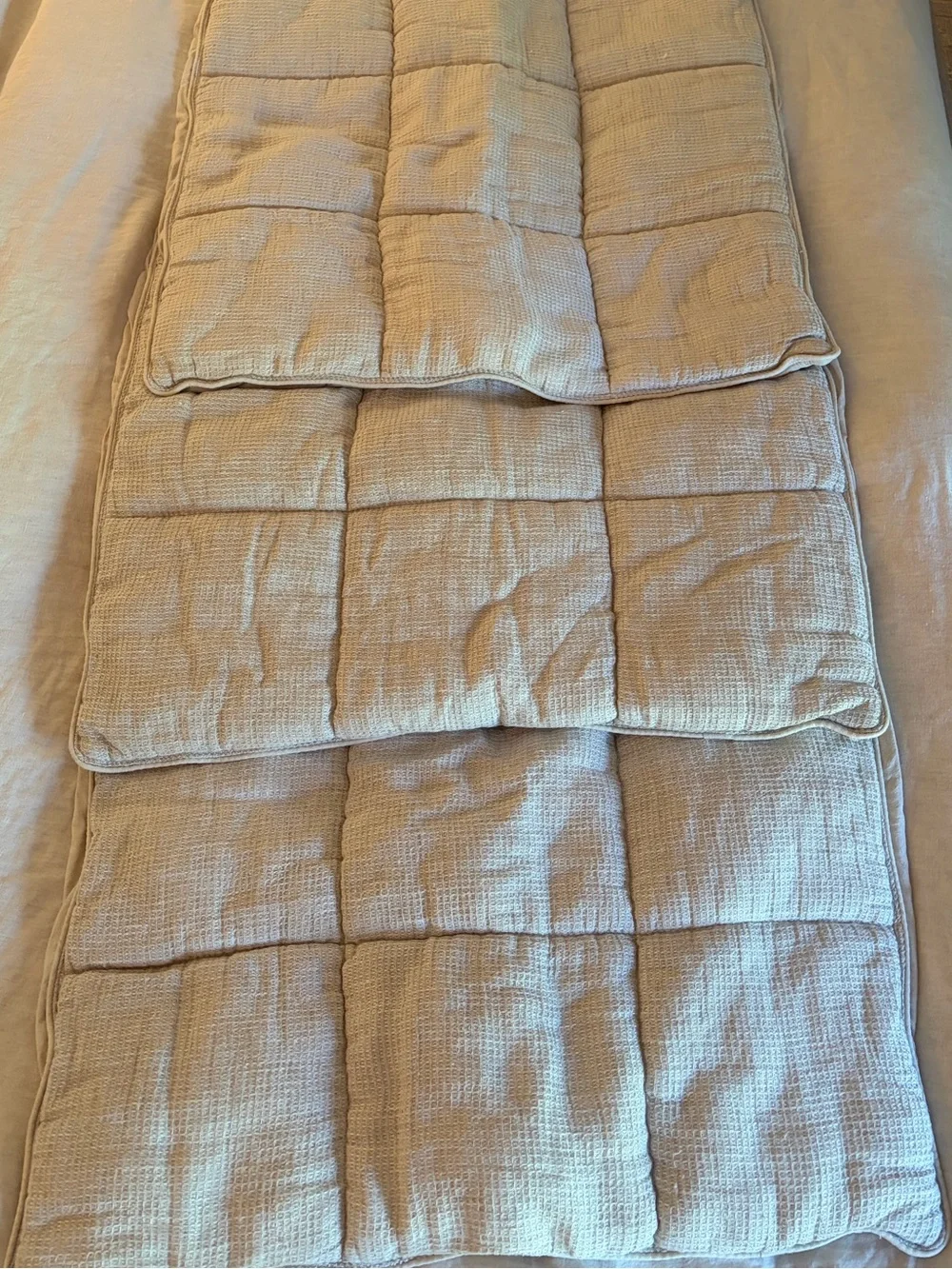 Pottery Barn European Flax Linen Waffle Comforter Sham Set of 3 {26” Square}